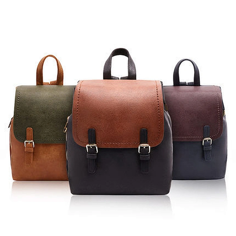 2019 Stylish School Bag PU Leather Ladies Vintage Backpack for Travel