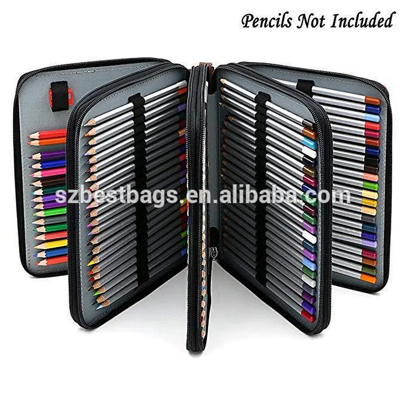 PU Leather Pencil Case Holder with Removal Handle Strap Pencil Box Large for Colored Pencils Watercolor Pencils