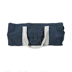 Wholesale eco friendly cotton canvas yoga mat carry tote bag with pockets