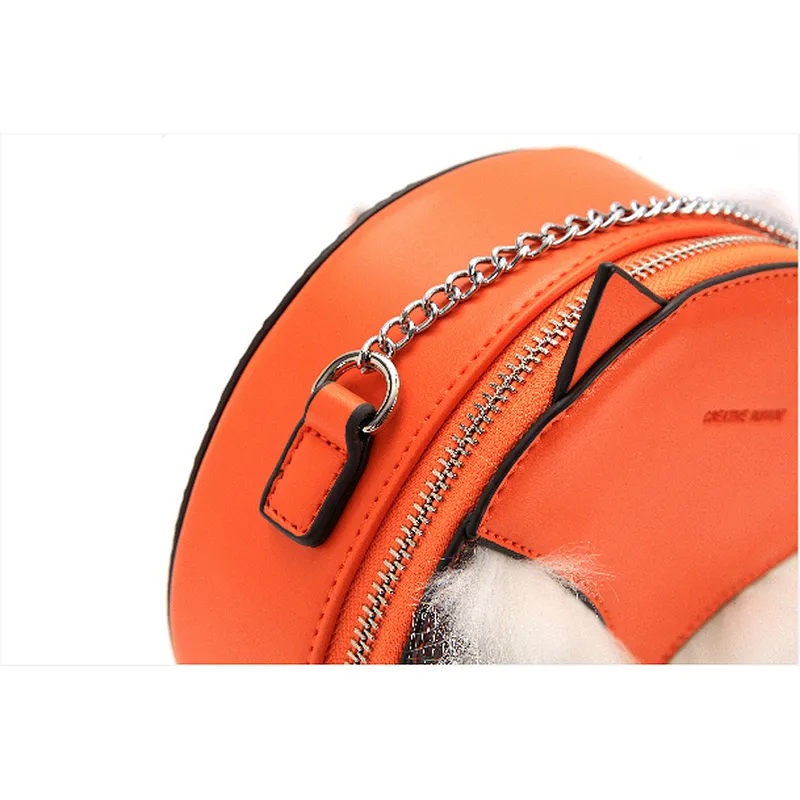 2019 The Fox Series Factory Direct Sale  Simple Design Lovely Round Cross-Body Bag Stylish New Sling Bag with Villous