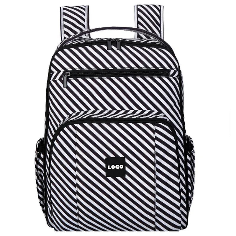 Black and white stripe canvas baby changing diaper bag back pack mummy backpack