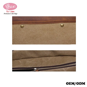 China Hot Sell Vintage Canvas with Crazy Horse Leather Trimmings Shoulder Bag Men Messenger Bag