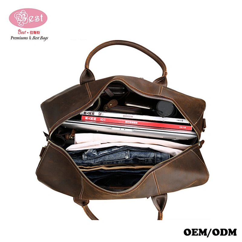 Vintage Crazy Leather Handbag Weekend Luggage Travel Bag High-capacity Duffle Bag