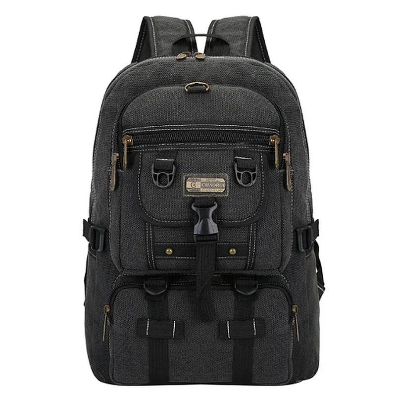 Vintage retro recycled handmade high quality custom black canvas rucksack backpacks