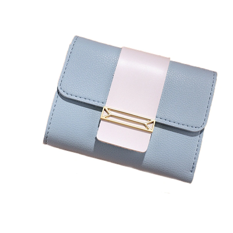 Ladies Contrast Color Multi-functional Short Style Coin Bag pu Leather Wallet