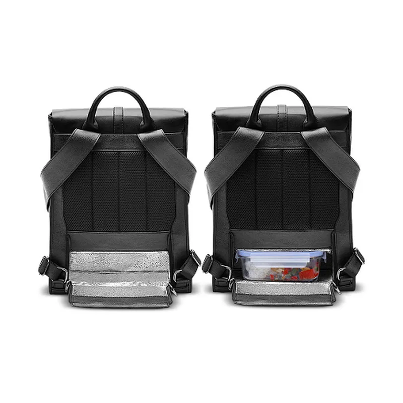 Korea famous brand 25l black school bag pu leather backpack with cooler compartment