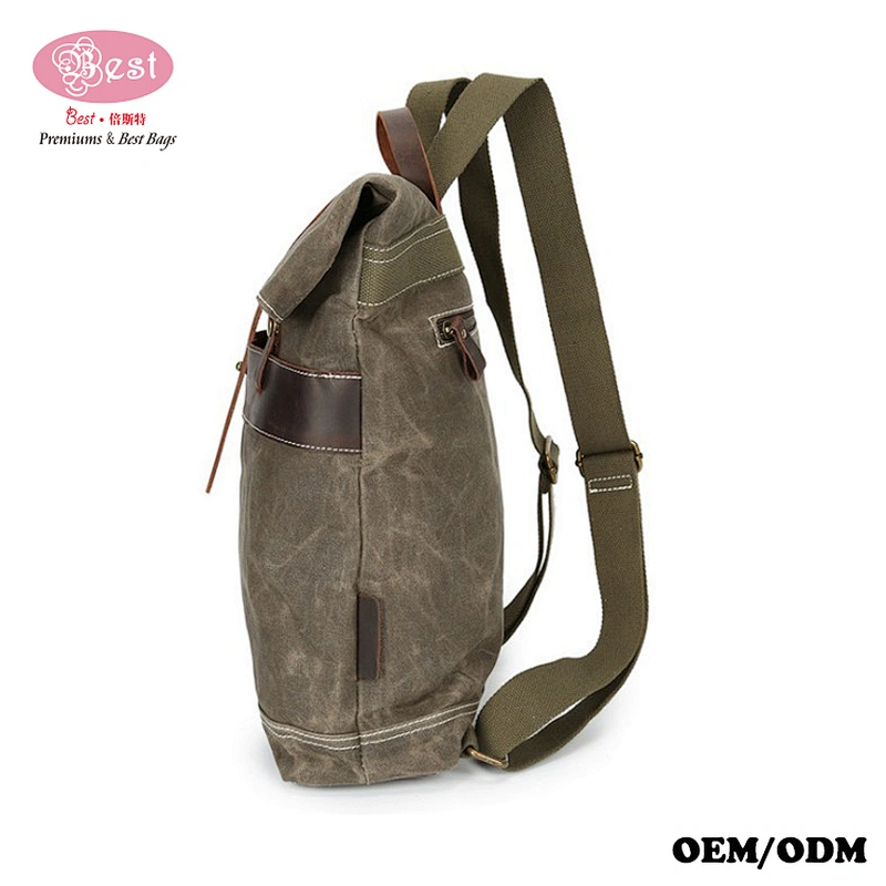 2019 style bag with waxed Outdoor Sports Wax Canvas Backpack waterproof function wax coated bags