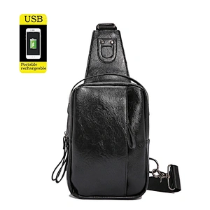 High Quality leisure business PU leather waterproof Single Shoulder Cross Body Bag chest bag for men