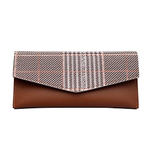 PU Leather Long Lacquered Clutch Bag Fashion Plaid Wallet Korean Purses