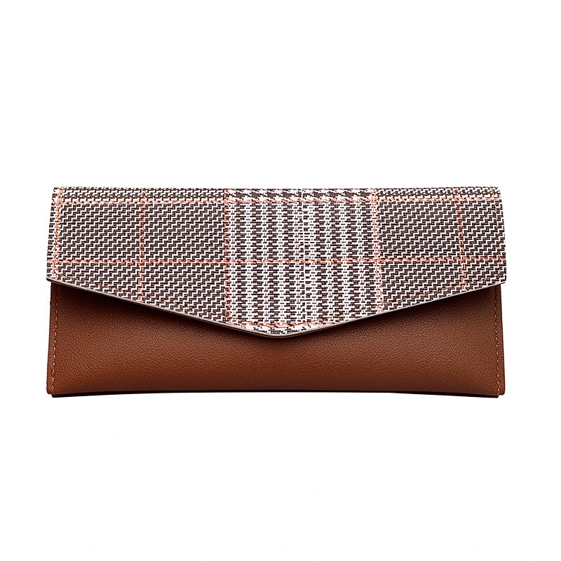 PU Leather Long Lacquered Clutch Bag Fashion Plaid Wallet Korean Purses