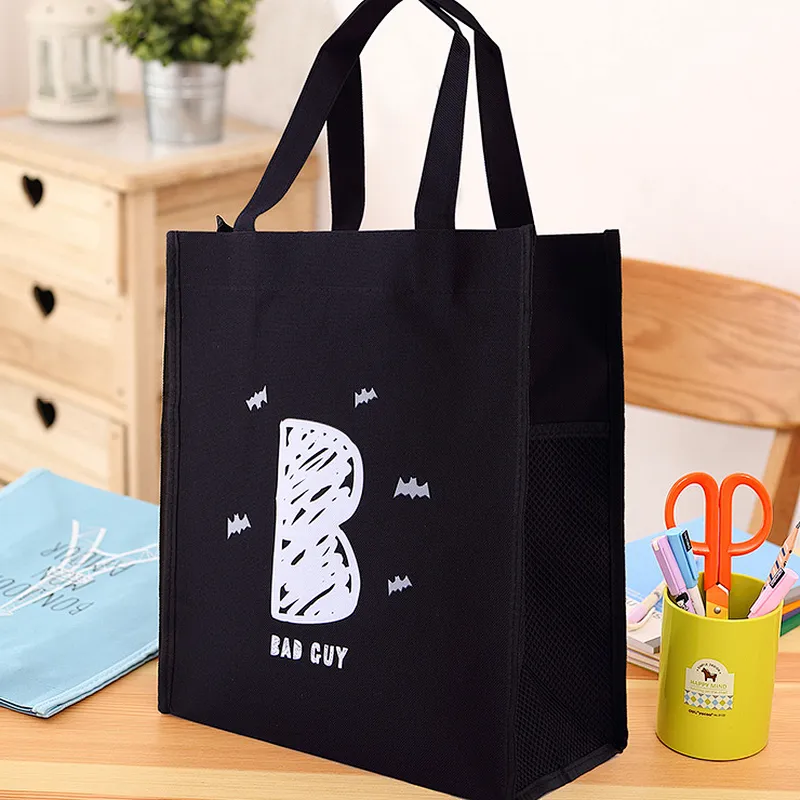 Wholesale custom blue anime shopping bag kids oxford tote book bags with logo