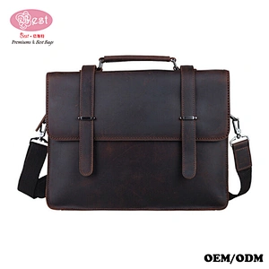 New Crazy Horse Leather Men's Shoulder Bag Business Briefcase Messenger Bag
