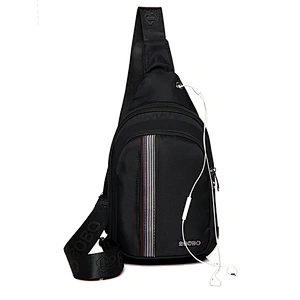 Waterproof outdoor crossbody messenger chest shoulder sling bag wiht earphone outlet