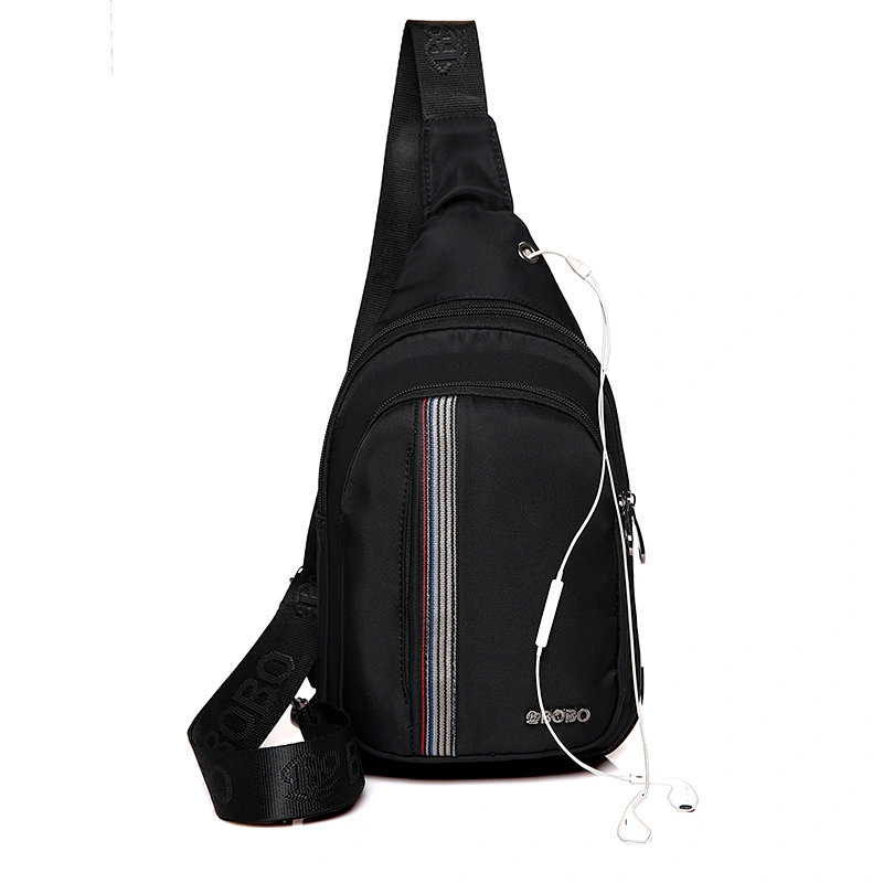 Waterproof outdoor crossbody messenger chest shoulder sling bag wiht earphone outlet