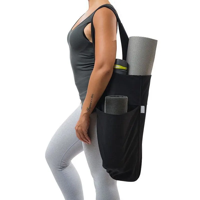 2020 hot selling lightweight durable canvas yoga mat bag with pockets for sports