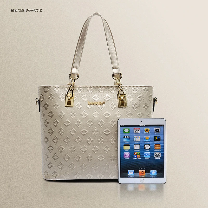 Elegant simple embossed  rhombus six-piece bag with cross-body handbag for lady for shopping or daily use