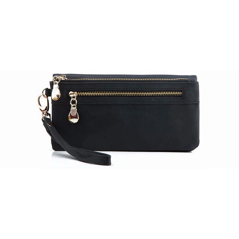 Big Capacity Fashion Women Wallets Long Dull Polish PU Leather cell phone Double Zipper Clutch Coin Purse Ladies Wristlet