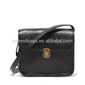 Vintage women's PU leather long shoulder bag Long strap crossbody bag