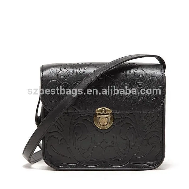 Vintage women's PU leather long shoulder bag Long strap crossbody bag
