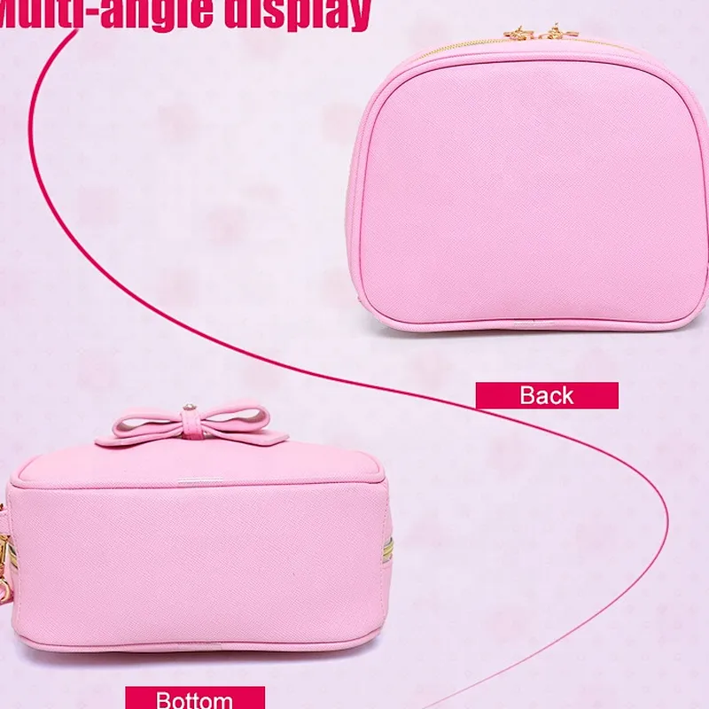 Custom trendy cheap plain white pu makeup make up purse cosmetic pouch make-up bag
