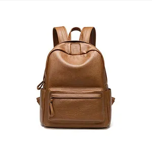 Vintage Soft Leather Backpack Women Cowhide School bag Anti-thief Rucksack