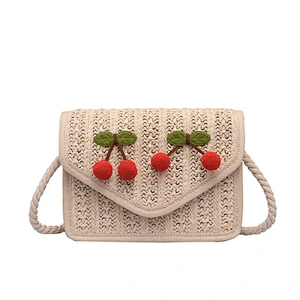 Woven Small Square Bag of Natural Straw Clutch Beach Shoulder Bag for Ladies Traveling