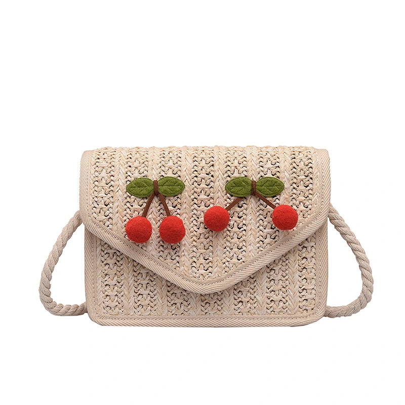 Woven Small Square Bag of Natural Straw Clutch Beach Shoulder Bag for Ladies Traveling