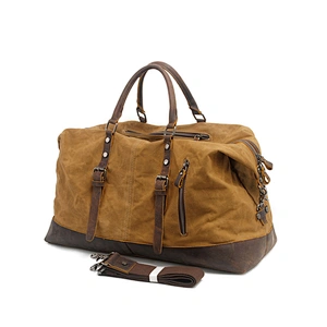Waxed Canvas&Leather Bag Military Duffle Bags Soft Overnight Travel Bags Unisex business-Out