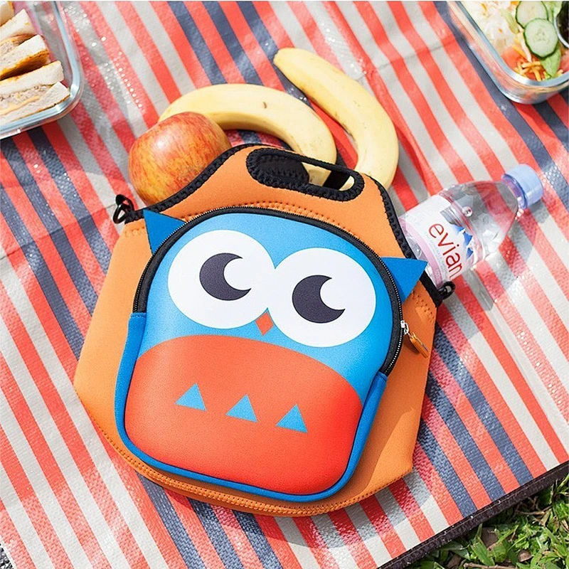 Customized student kids insulated neoprene picnic backpack lunch bag