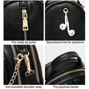 Stylish side mini crossbody long metal chain strap shoulder sling handbags for ladies