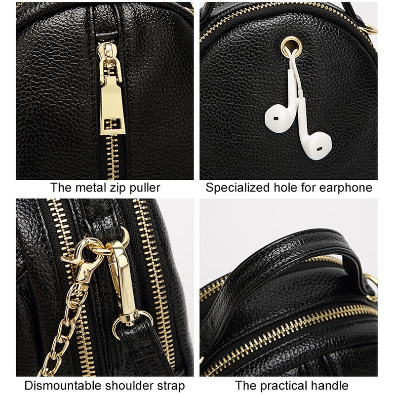 Stylish side mini crossbody long metal chain strap shoulder sling handbags for ladies