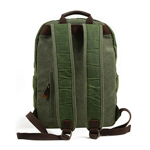Factory Custom Navy Green Waxed Canvas Backpack trolley school bags school backpacks