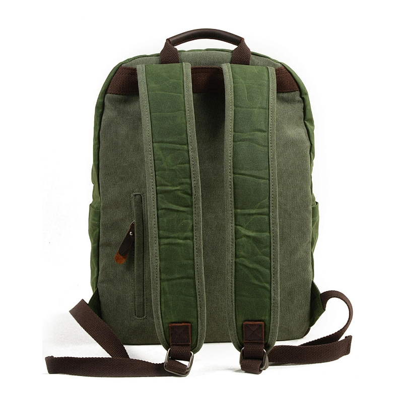 Factory Custom Navy Green Waxed Canvas Backpack trolley school bags school backpacks
