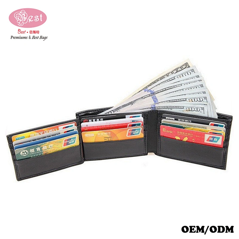 Full Grain Leather RFID Anti-theft Alarm Greenback Currency Wallet with C/C slots and ID Windows