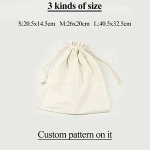 Wholesale custom white cotton canvas fabric rope drawstring bags