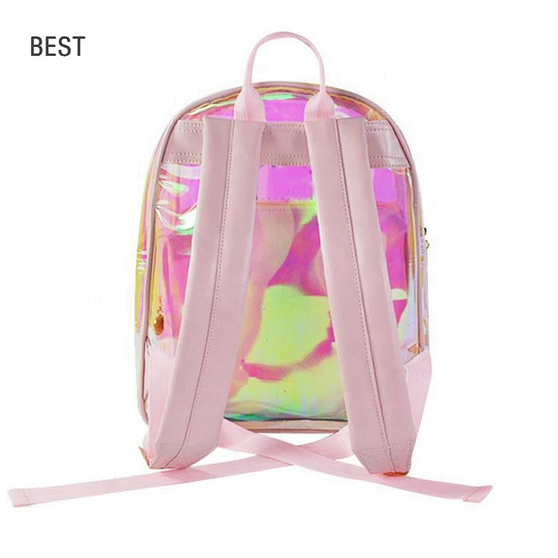 custom fashion school bag pvc hologram backpack