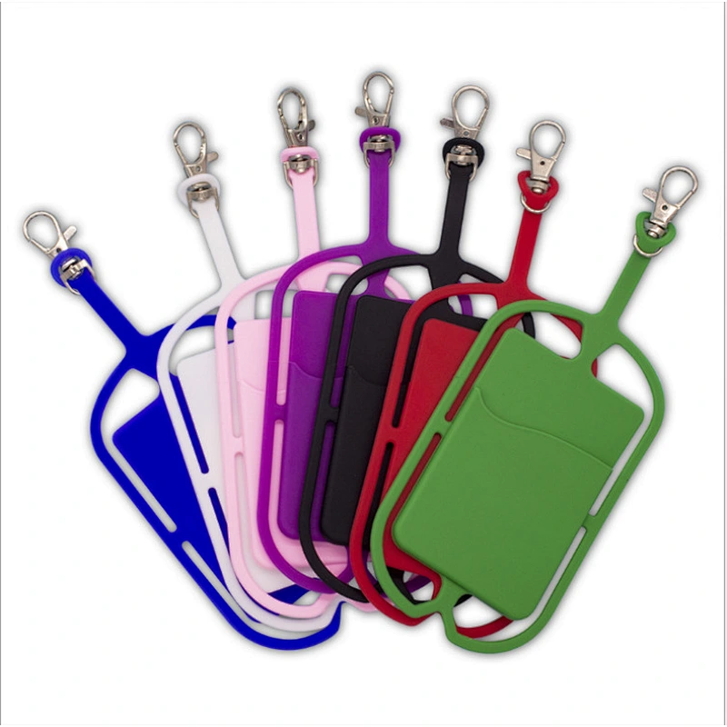 Custom Universal Silicone Neck Strap Phone Card Holder with Lanyard