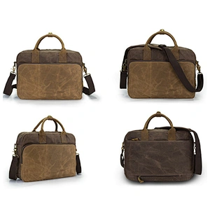 Waterproof Laptop Bag Wax Canvas Bag Business Men's Portable Briefcase