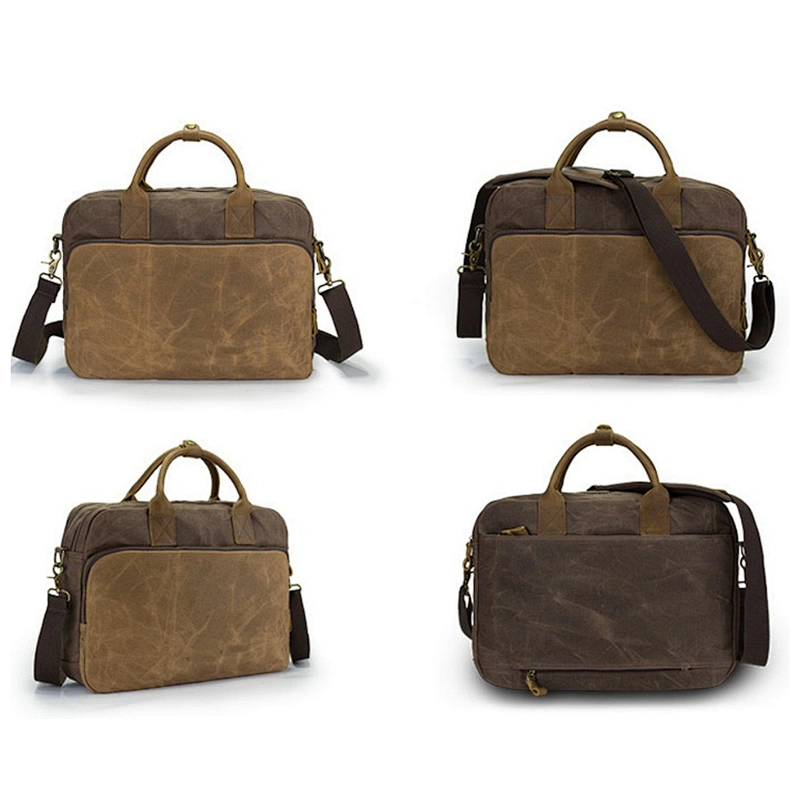 Waterproof Laptop Bag Wax Canvas Bag Business Men's Portable Briefcase