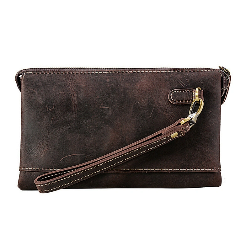 Multi-function Phone Bags Wallets Crazy Horse Leather Men's Clutch Bag