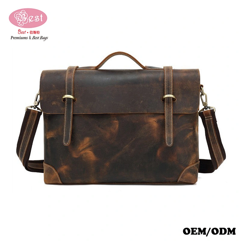Business Handbag Genuine Leather Vintage Mens Leather Messenger Bags