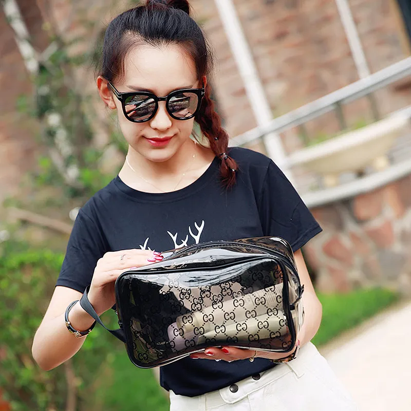 Wholesale clear PVC transparent pouch toilet cosmetic toiletry makeup bag make up purse