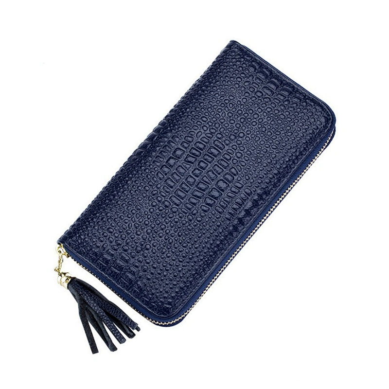 Crocodile Pattern Ladies Clutch Bag Zipper Leather Wallets Purses