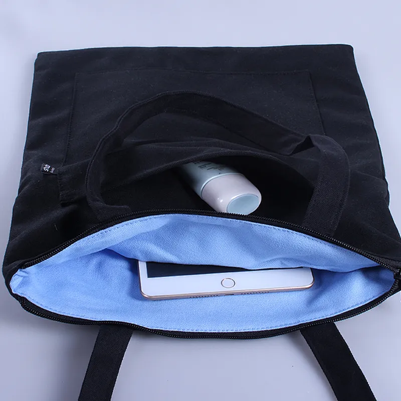 Wholesale cheap reusable personalised mini vintage canvas tote shopping bags with zipper