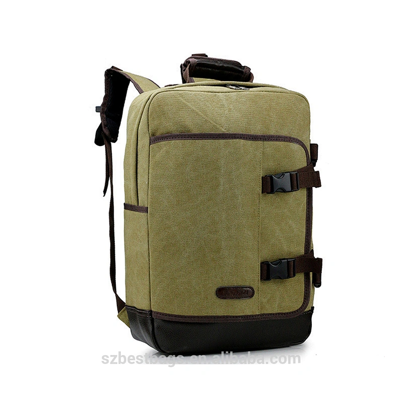 Customized Unisex Retro Casual Backpack Canvas School Backpack Leather Laptop Backpack