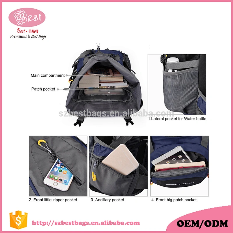 Custom mountain climber nylon hiking backpack camping backpack