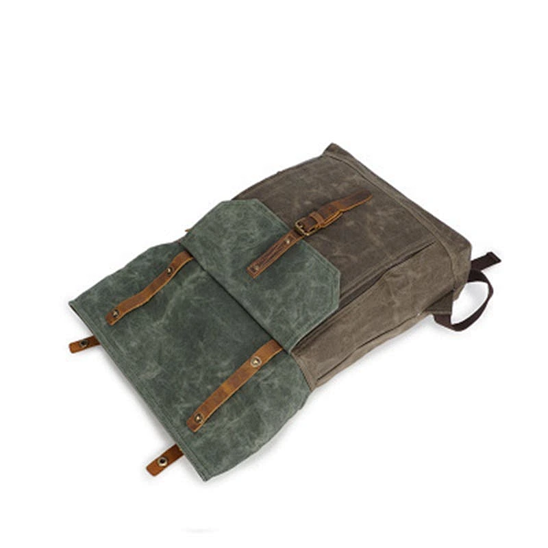 Vintage Waxed custom Canvas backpack mochila back pack Rucksack travel bag Specially High Density