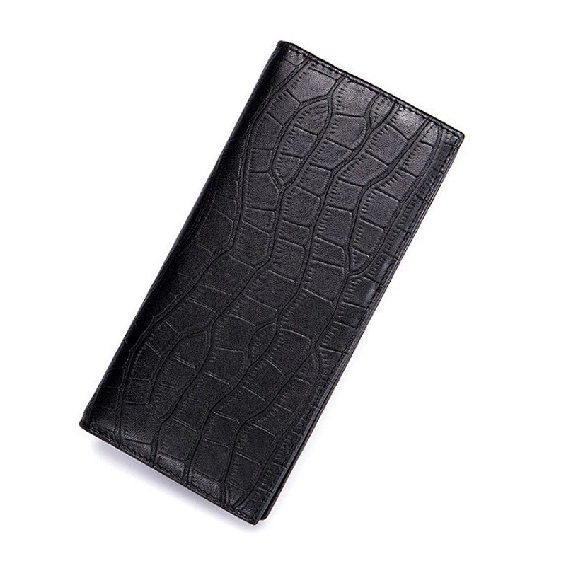Stone Pattern Handmade Men's Business Card Holder Simple Leather Wallets