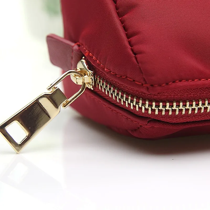 Custom waterproof printed red polyester cosmetic bag toiletry makeup pouch with zipper