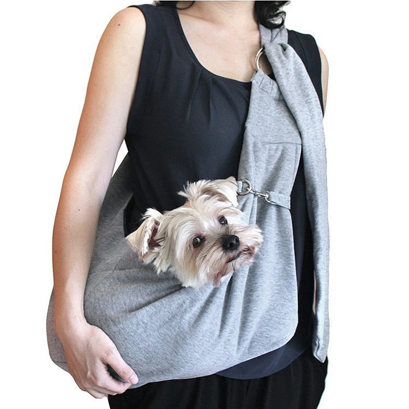 Hands-free small folding foldable reversible cotton pet sling carrier bag for dog